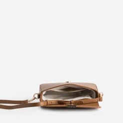 Sac à main cognac métalleries dorées