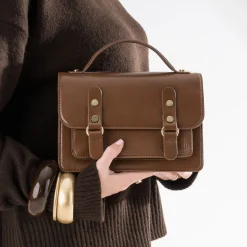 Sac à main marron esprit cartable