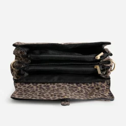 Sac à main marron suédé à motif léopard