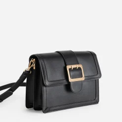 Sac à main noir avec boucle métal