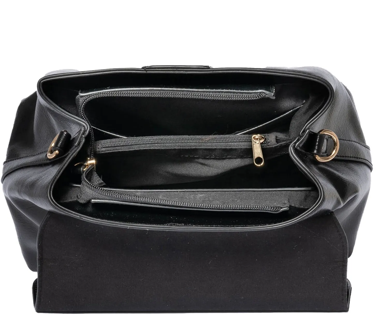 Sac à main noir avec boucle ronde métal