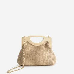Sac à main TEXTO beige anses bois