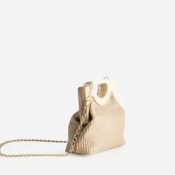 Sac à main TEXTO beige anses bois