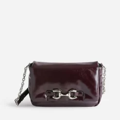 Sac à main TEXTO bordeaux glacé décor mors