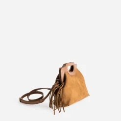 Sac à main TEXTO camel suédé à franges