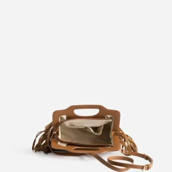 Sac à main TEXTO camel suédé à franges