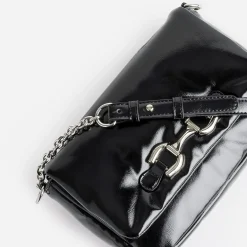 Sac à main TEXTO noir glacé décor mors