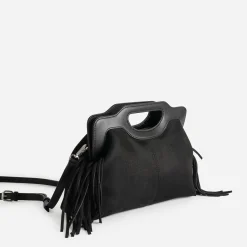 Sac à main TEXTO noir suédé à franges