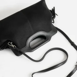 Sac à main TEXTO noir suédé à franges