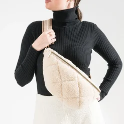 Sac banane écru sherpa bouclette