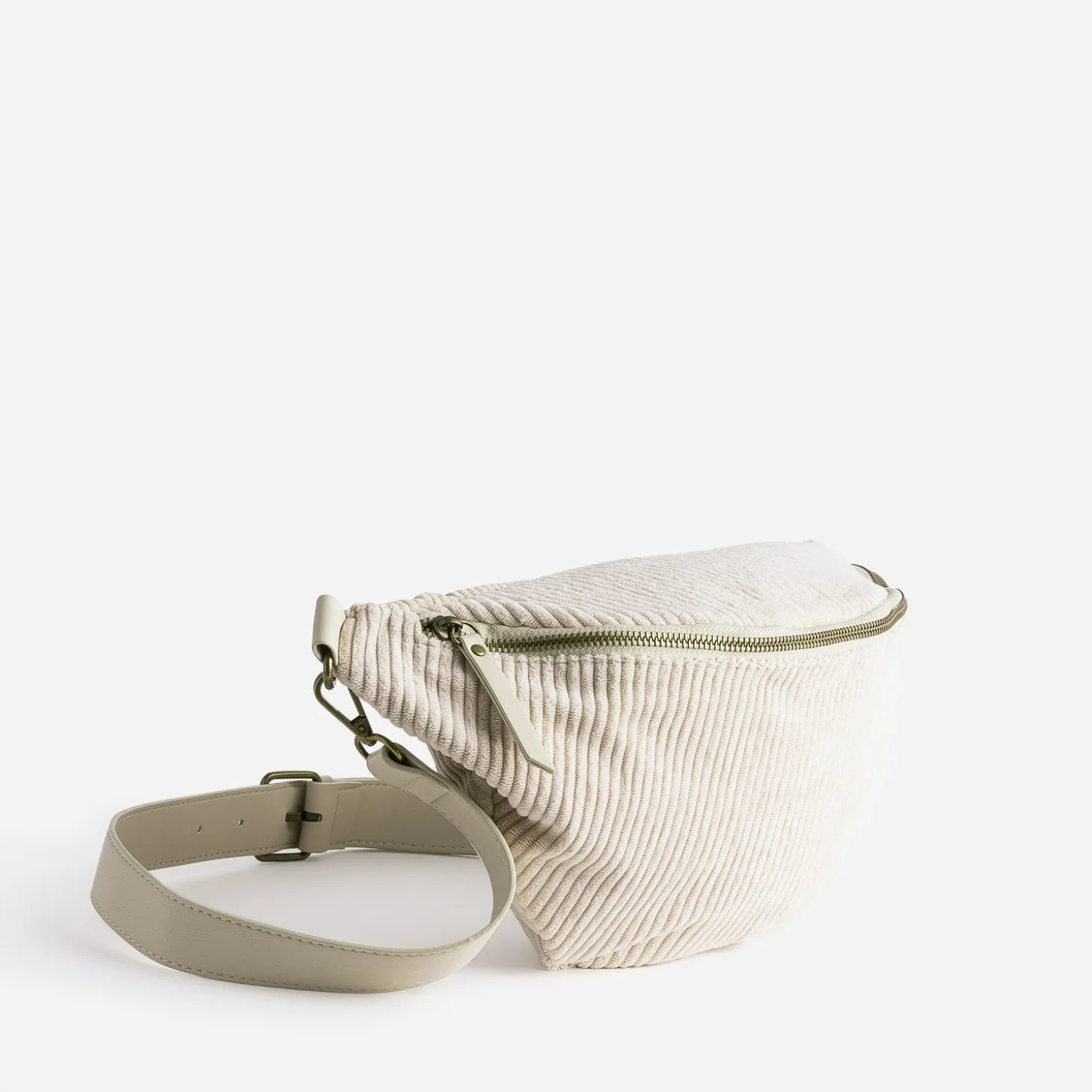 Sac banane écru velours côtelé