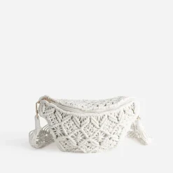 Sac banane TEXTO écru macramé