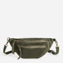 Sac banane TEXTO kaki cuir velours