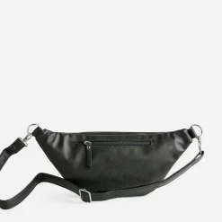 Sac banane TEXTO noir zip argenté