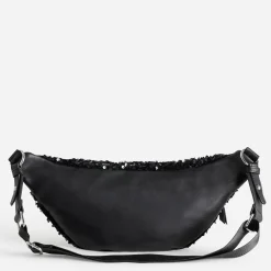 Sac banane TEXTO noire bi-matière à sequins