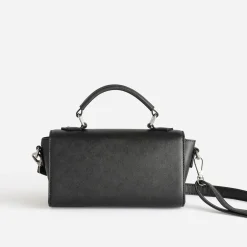 Sac bandoulière noir métalleries argentées