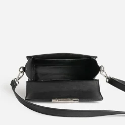 Sac bandoulière noir métalleries argentées