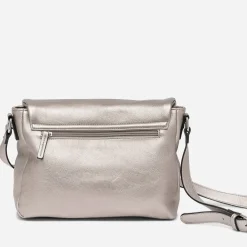 Sac besace bronze nacré avec rabat zippé