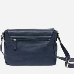 Sac besace marine avec rabat zippé