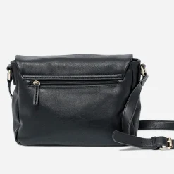 Sac besace noir avec rabat zippé