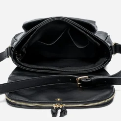 Sac besace noir avec rabat zippé