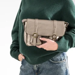 Sac besace taupe métallisé