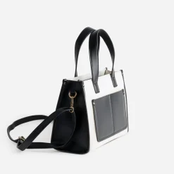 Sac cabas beige et noir bi-matière