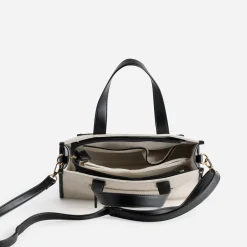 Sac cabas beige et noir bi-matière