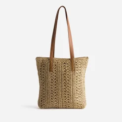 Sac cabas beige foncé paille papier