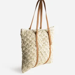 Sac cabas beige tressé