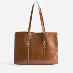 Sac cabas cognac détails bijou
