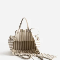 Sac cabas écru rayures beiges