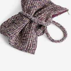 Sac cabas prune, marine, écru tressé