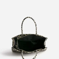 Sac cabas TEXTO beige à motif léopard