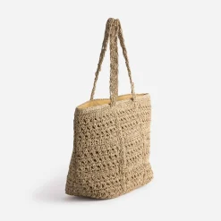 Sac cabas TEXTO beige en raphia