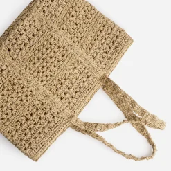 Sac cabas TEXTO beige en raphia