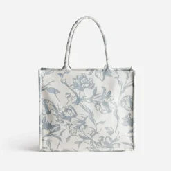 Sac cabas TEXTO beige jacquard motif floral