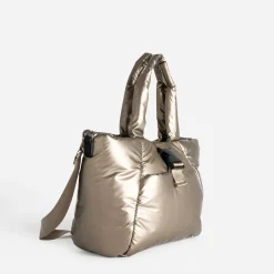 Sac cabas TEXTO bronze nylon matelassé