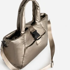Sac cabas TEXTO bronze nylon matelassé