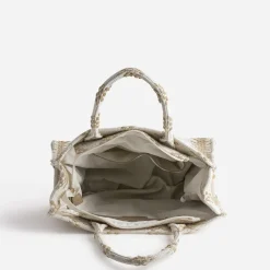 Sac cabas TEXTO écru tressage beige