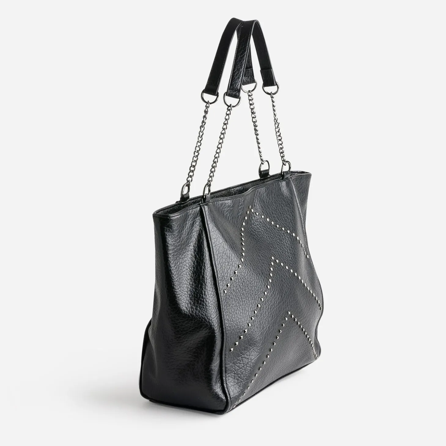 Sac cabas TEXTO noir décor clous