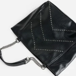 Sac cabas TEXTO noir décor clous