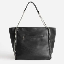 Sac cabas TEXTO noir métalleries argentées