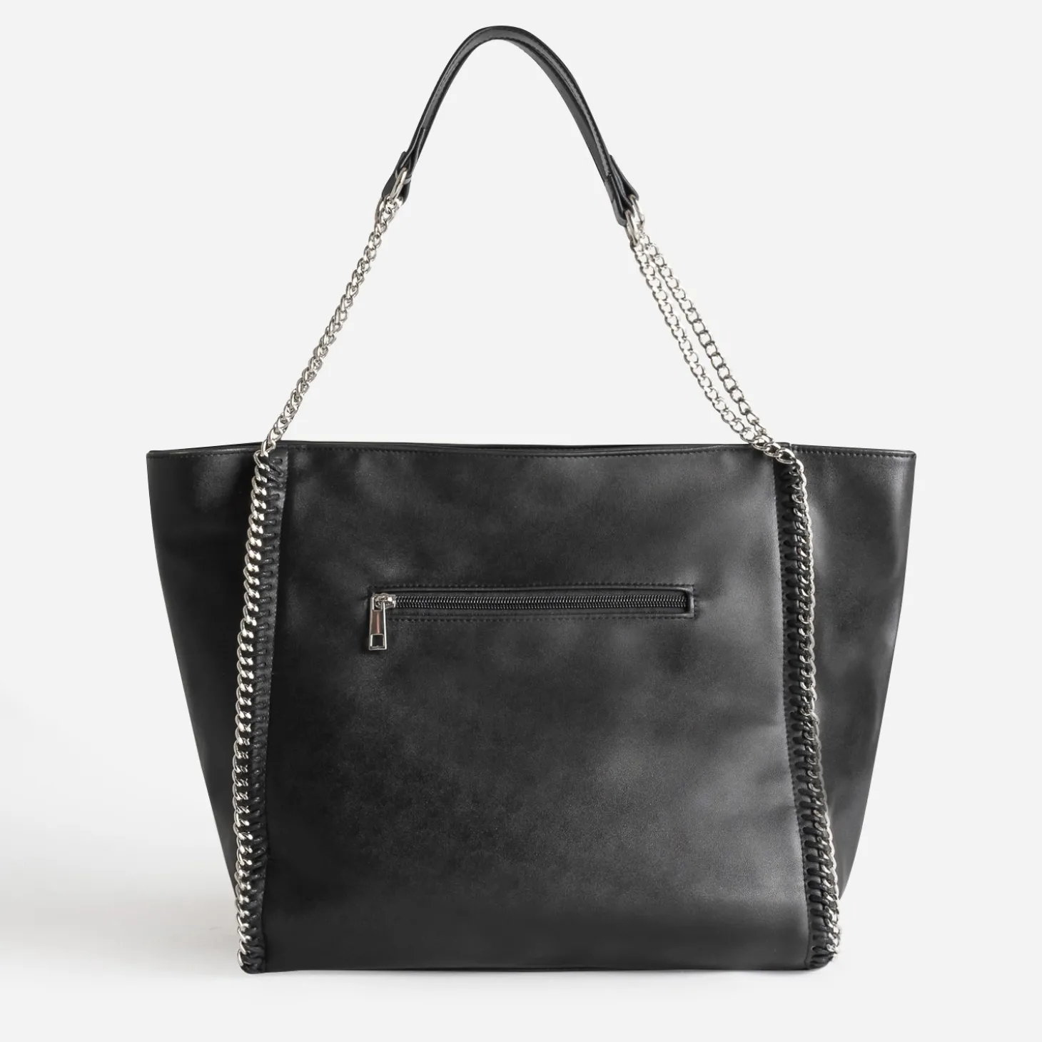 Sac cabas TEXTO noir métalleries argentées