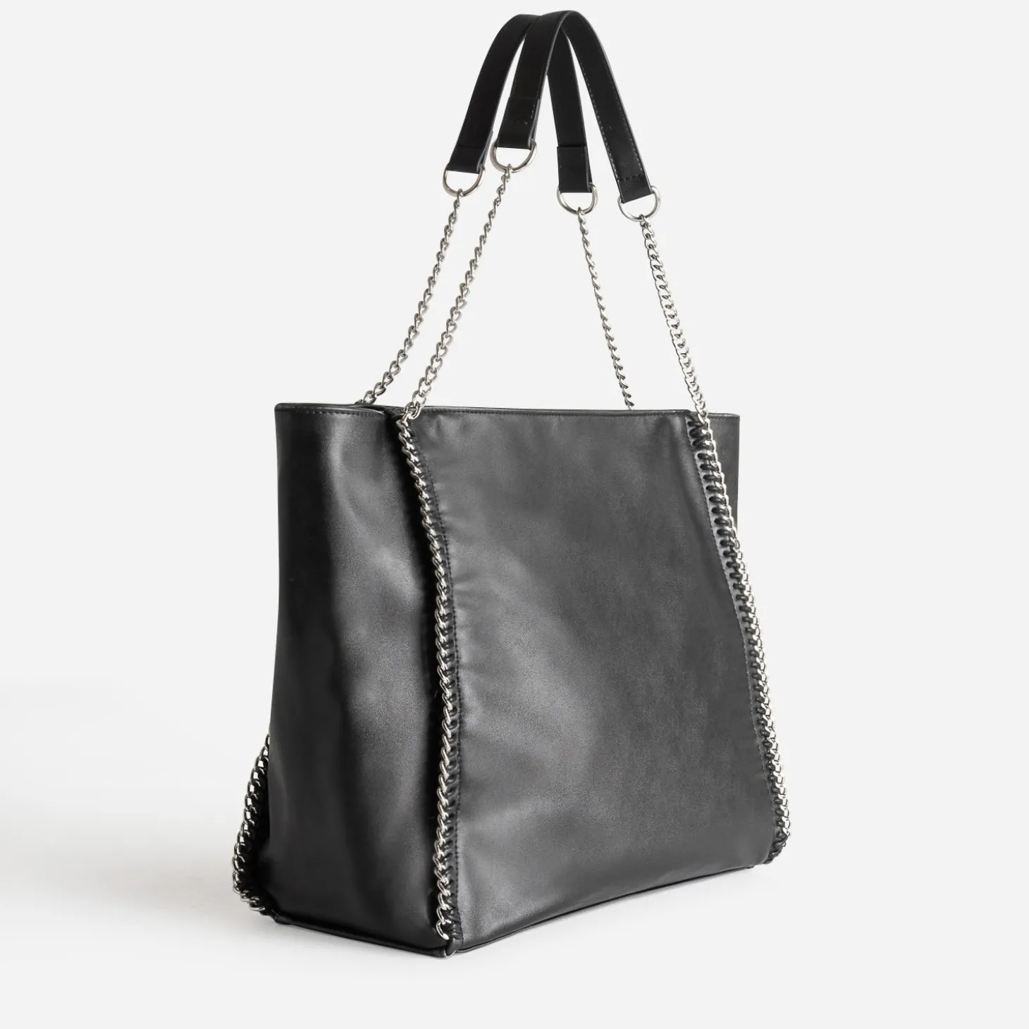 Sac cabas TEXTO noir métalleries argentées