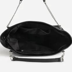 Sac cabas TEXTO noir métalleries argentées