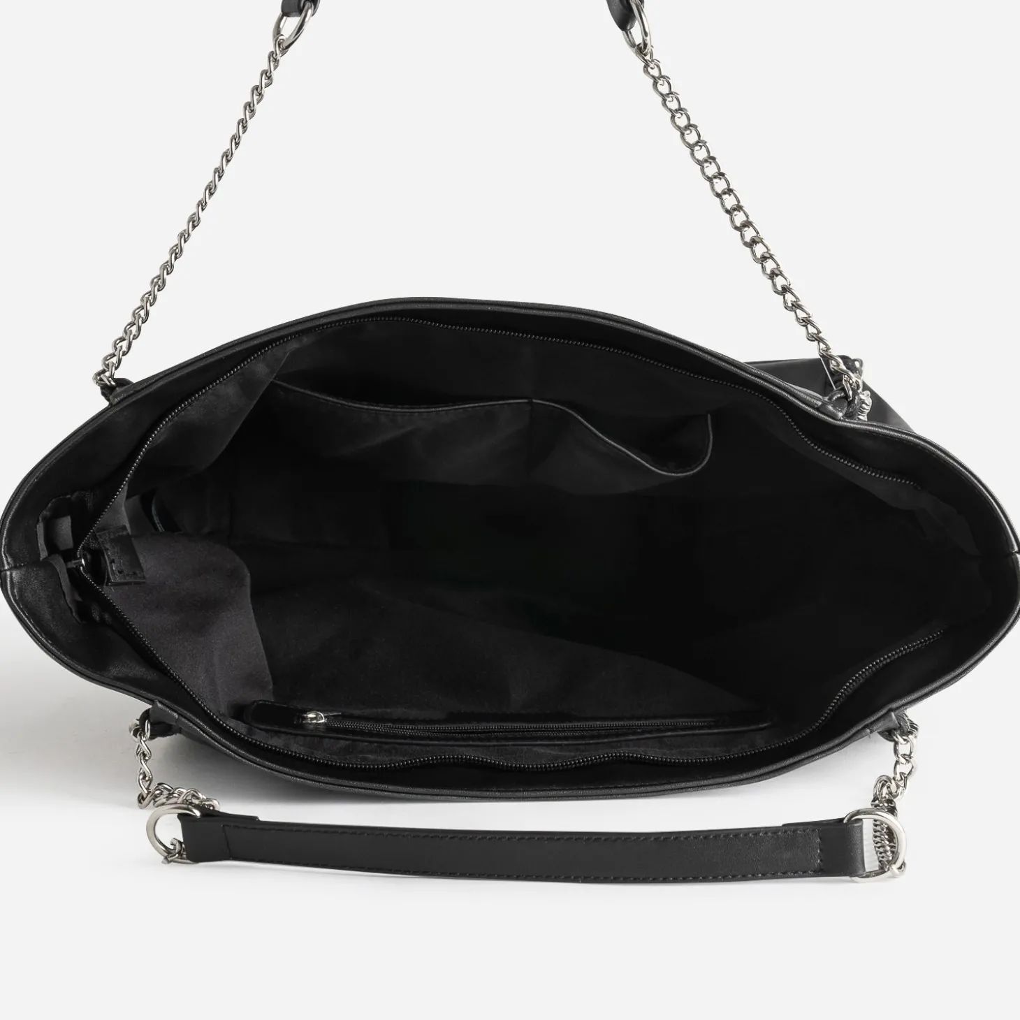 Sac cabas TEXTO noir métalleries argentées