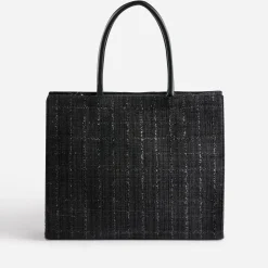 Sac cabas TEXTO noir pailleté façon tweed