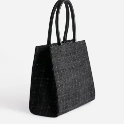 Sac cabas TEXTO noir pailleté façon tweed