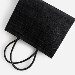 Sac cabas TEXTO noir pailleté façon tweed